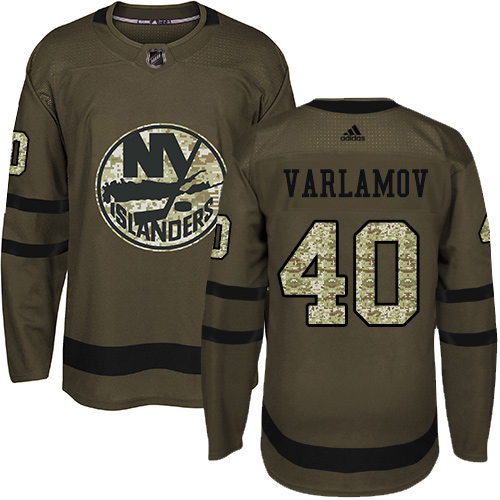 Adidas Islanders #40 Semyon Varlamov Green Salute to Service Stitched Youth NHL Jersey